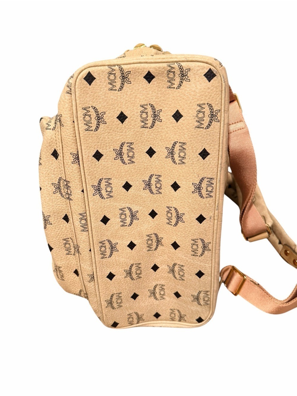 MCM Beige Visetos Monogram Leather Backpack with Gold Hardware - Picture 7 of 10